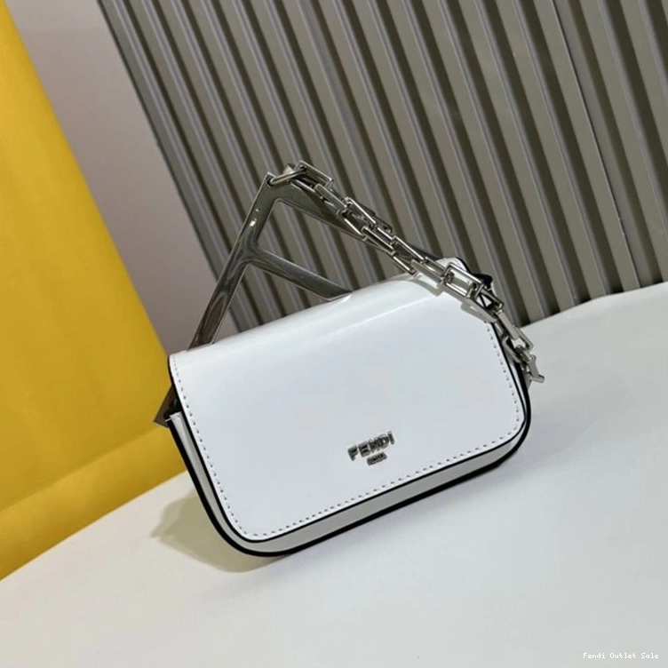 Affordable White In F Fendi Calf Nano Leather Bag 0731